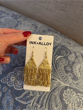 INK+ALLOY Gold Beaded Fringe Earrings